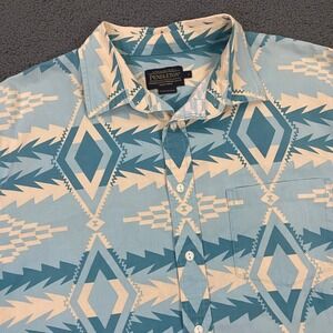 Pendleton Shirt Men Large Blue Tribal Aztec Geometric Southwestern Western